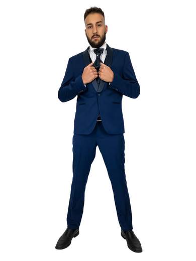 Abito cerimonia uomo con revers a scialle in raso slim fit Drop 8