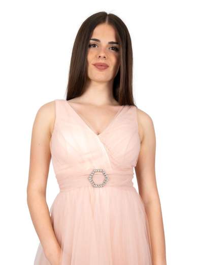 Abito da cerimonia lungo elegante stile impero in tulle