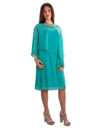 Abito cerimonia donna corto da signora elegante con mantella