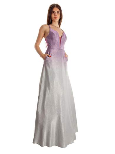 Abito da cerimonia lungo glitterato elegante stile principessa