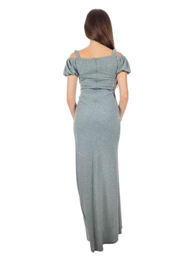 Vestito lungo per cerimonia donna glitterato scollo a cuore
