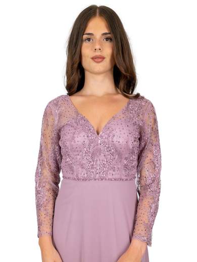 Abito lungo cerimonia manica lunga per mamma sposa o sposo