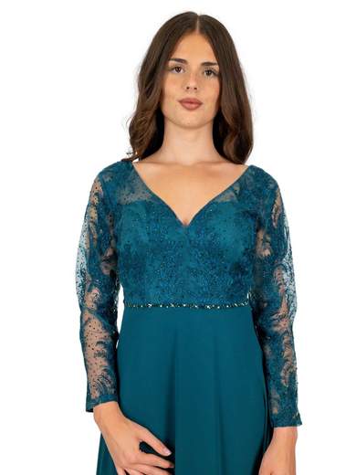 Abito lungo cerimonia manica lunga per mamma sposa o sposo