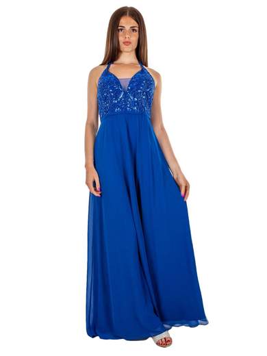 Sologioie Abito Lungo Elegante Cerimonia Donna Impero Con Paillettes