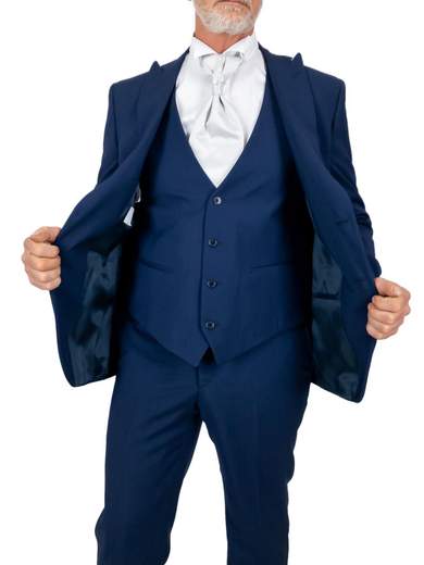 Abito uomo cerimonia slim fit con gilet Drop 7 fresco lana