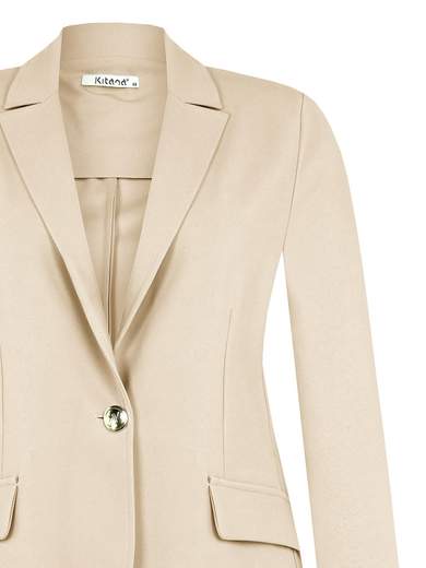 Blazer donna corto monopetto in tessuto crepe collo reverse