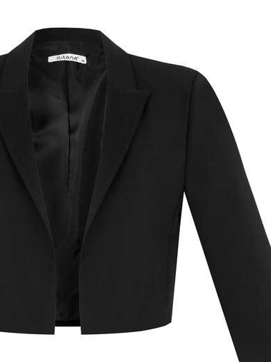 Blazer donna corto elegante in tessuto tecnico curvy