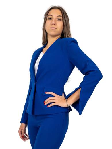Blazer donna elegante maniche con spacco in tessuto tecnico