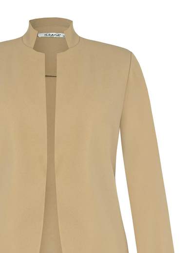 KITANA Blazer Lungo Donna Giacca Elegante Curvy Aperta In Crepe