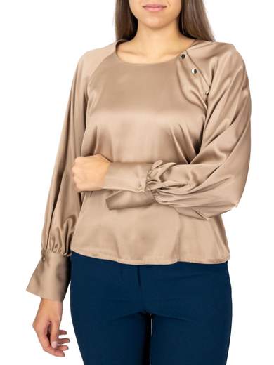 Blusa elegante in crepe satin a manica lunga
