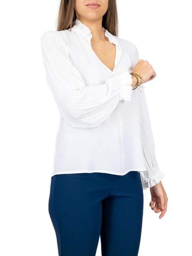 Blusa elegante per cerimonia in georgette maniche plissettate