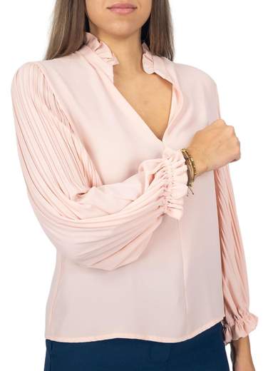 Blusa elegante per cerimonia in georgette maniche plissettate