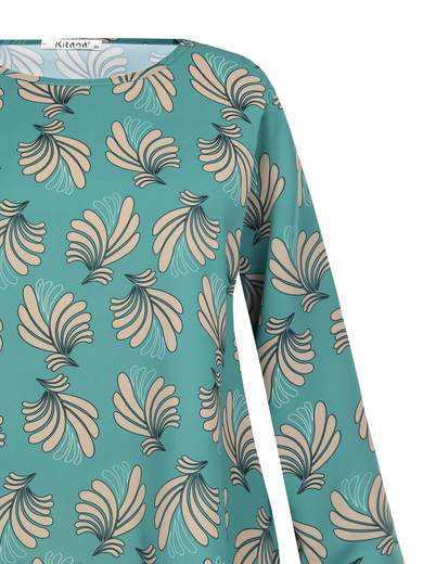 Blusa elegante taglie forti con stampa girocollo