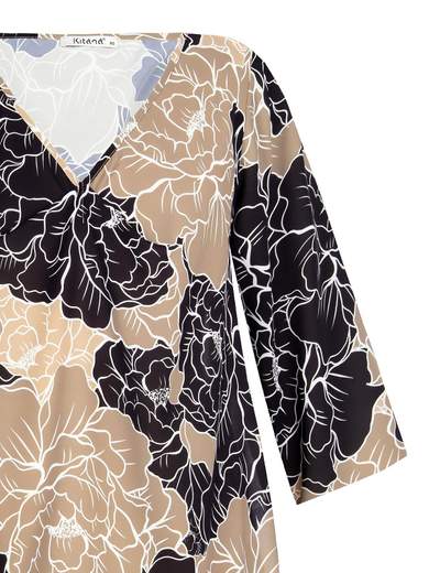 KITANA Blusa Elegante Taglie Forti Donna In Raso Stampa Floreale