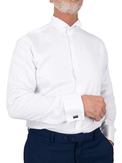 Camicia bianca uomo elegante collo diplomatico con gemelli
