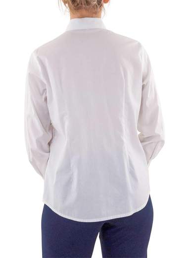 Camicetta Elegante Donna Cotone Maniche Lunghe Ricami Fiori