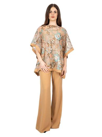 ALLURE Completo Pantalone Donna Elegante Blusa E Top Per Matrimonio