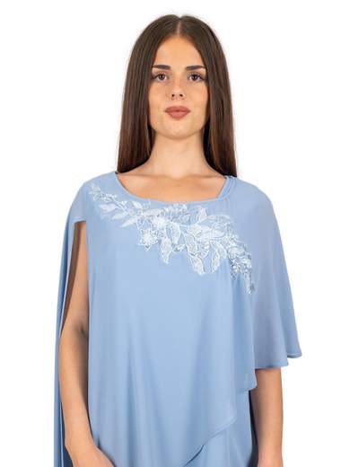 Completo pantalone donna elegante cerimonia con top e mantella