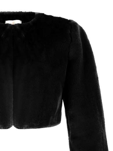 Elegant Black Faux Fur Bolero