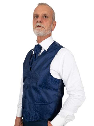 Gilet uomo cerimonia con plastron papillon cravatta e fazzoletto