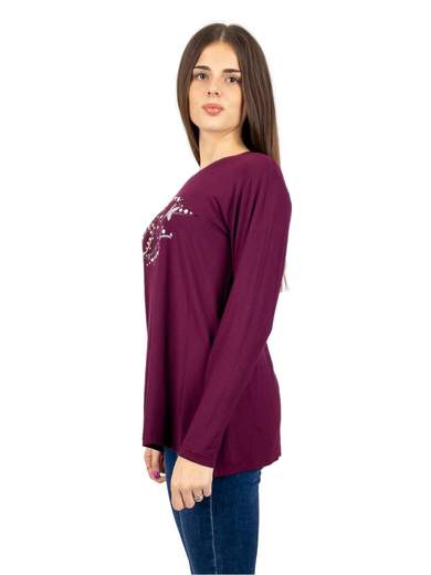 Maglia donna manica lunga in viscosa leggera girocollo