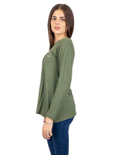 Maglia donna manica lunga in viscosa leggera girocollo