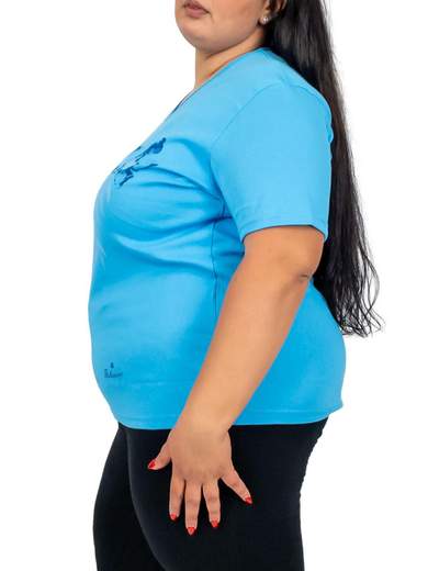 PERLARARA T-shirt donna oversize in cotone con stampa floreale e lurex – Perlarara E2126