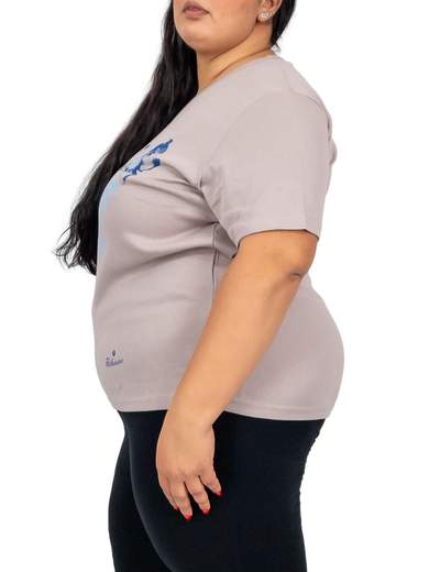 PERLARARA T-shirt donna oversize in cotone con stampa floreale e lurex – Perlarara E2126