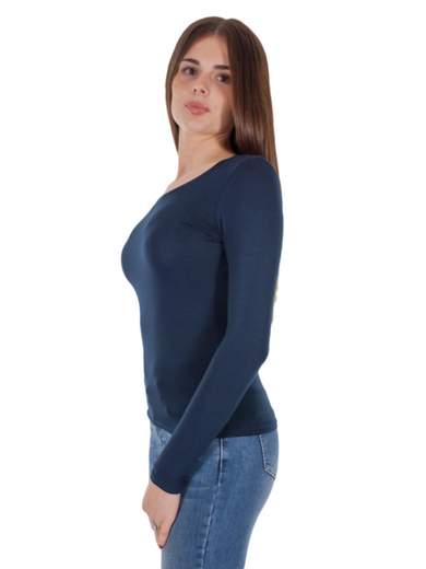 T Shirt Manica Lunga Donna Basic In Viscosa A Girocollo