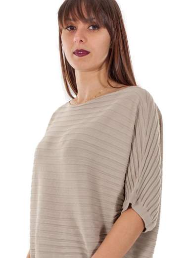 STRABELLO Maxi Maglia A Coste Scollo Barchetta Donna Maniche Tre Quarti