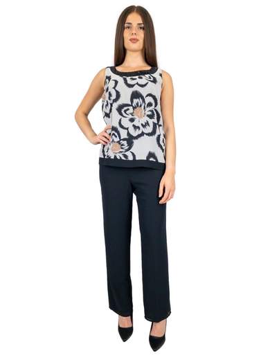 Pantaloni e top eleganti con spolverino corto per signora