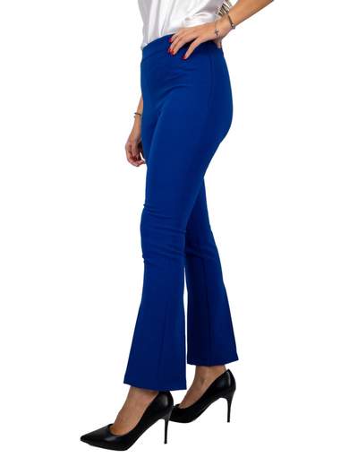 Pantaloni eleganti donna in tessuto tecnico slim con spacco posteriore