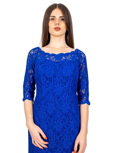 Sologioie Curvy Tubino Cerimonia Donna Elegante In Pizzo Corto Glitterato
