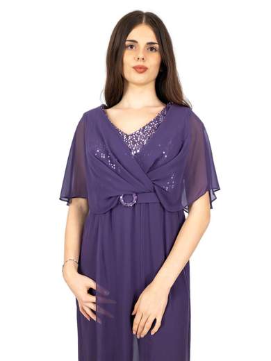 JEAN CRYÒ Tuta Elegante Per Cerimonia Jumpsuit Con Volant In Chiffon