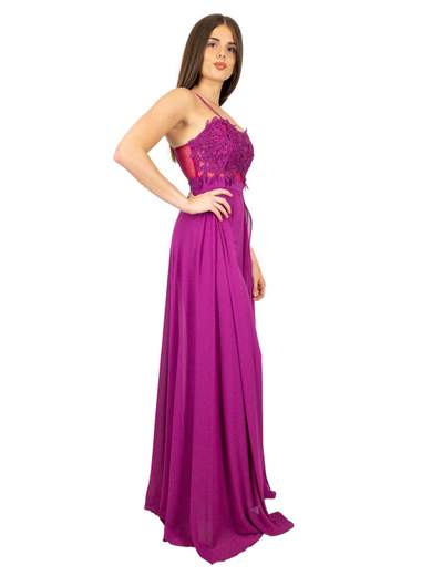 Tuta elegante per cerimonia slim corpetto pizzo macramé