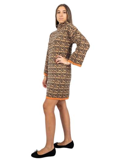 Abito In Maglia Donna Invernale Con Stampa Greca Casual