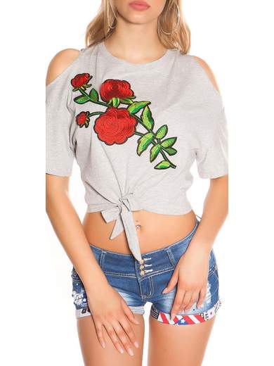 KOUCLA Top Spalle Scoperte Corto Per Ragazze A Fiori Estivo Cotone