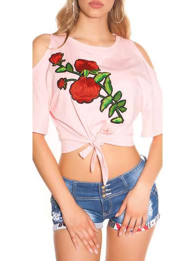 KOUCLA Top Spalle Scoperte Corto Per Ragazze A Fiori Estivo Cotone