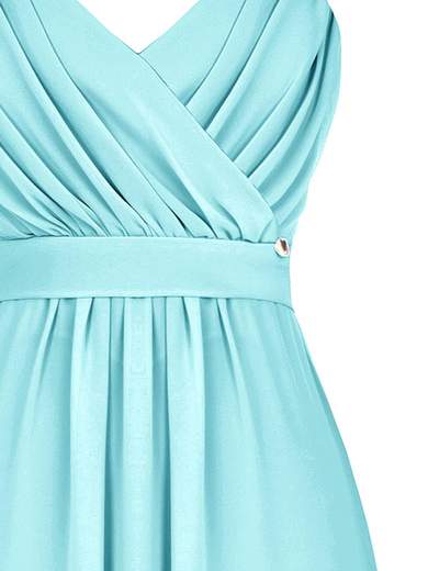 Abito Lungo Cerimonia Stile Impero con Scollo a Cuore e Spalline Sottili