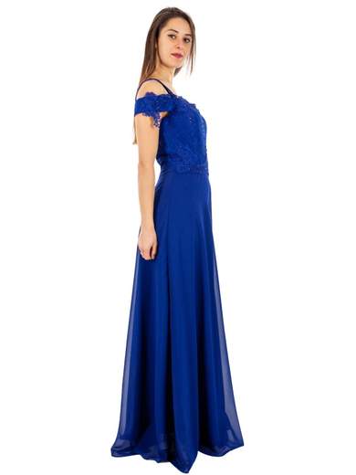 Abito da cerimonia lungo donna con scollo omerale elegante