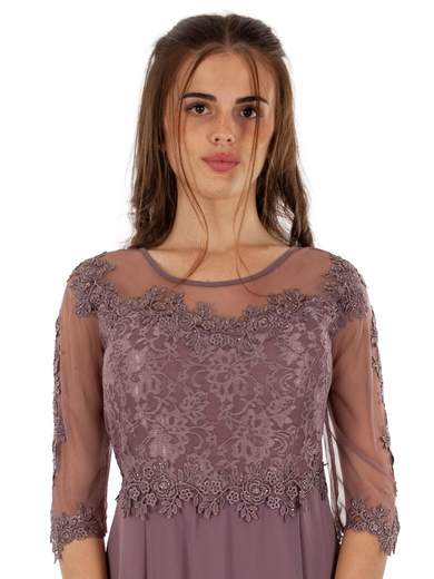Abito Cerimonia Donna Corto Elegante con Pizzo e Strass