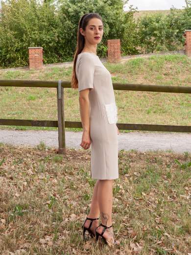 Abito tubino donna sotto al ginocchio elegante maniche corte