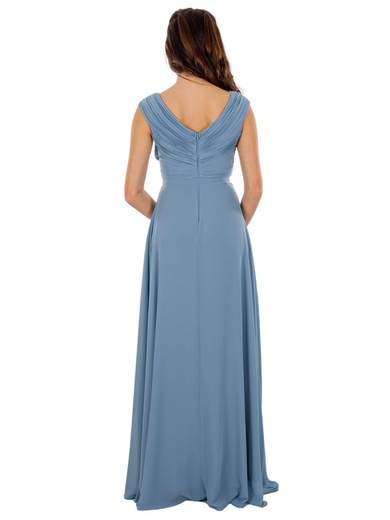 Abito Cerimonia Lungo Slim Fit con Spacco e Corpetto Plissettato