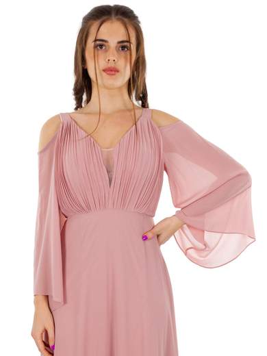 Abito lungo elegante cerimonia manica lunga stile impero