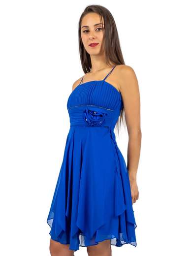 Abito corto da cerimonia elegante con corpetto plissettato e stola - EBE-5120