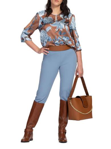 Blusa elegante taglie forti a fiori manica tre quarti curvy