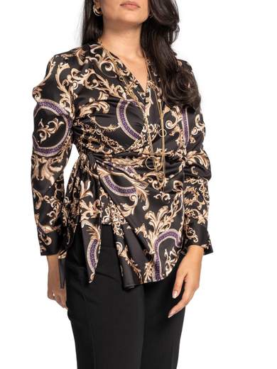 Blusa elegante taglie comode maniche lunghe donna curvy