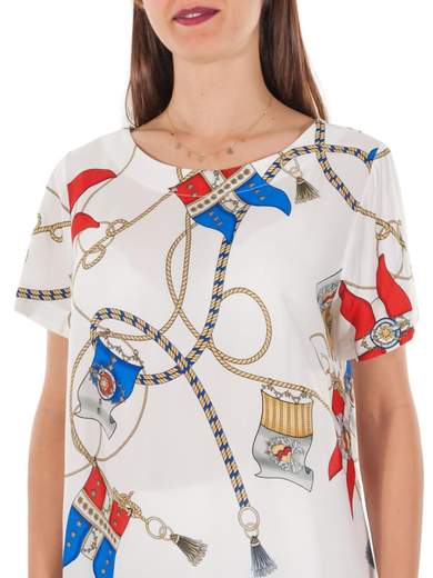 CARMEN Blusa Elegante Estiva Donna Fantasia Lunga Scollo A Barca