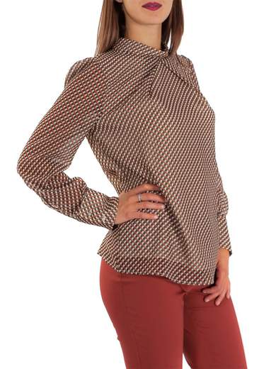 CARMEN Blusa Elegante Donna Fantasia Manica Lunga Chiffon