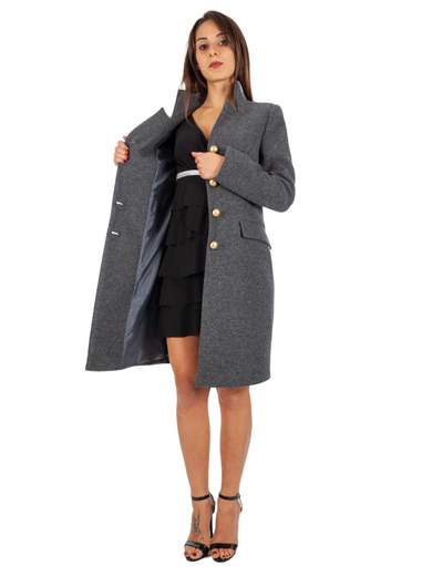Cappotto donna svasato classico elegante invernale con bottoni